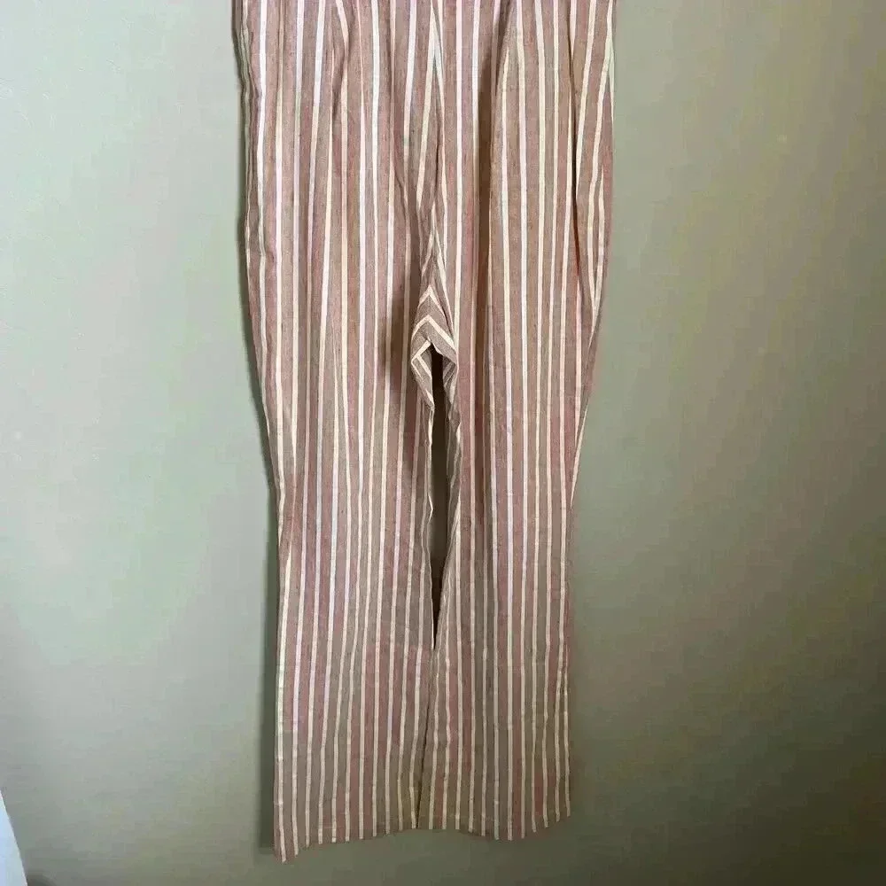 Leith Sleeveless Linen Blend Stripe‎ Jumpsuit XS